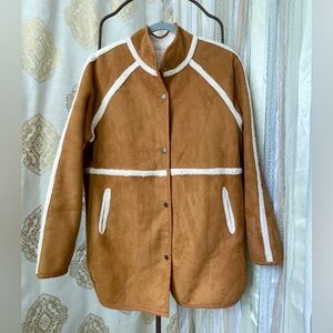 Faux Suede and Sherpa Reversible Coat